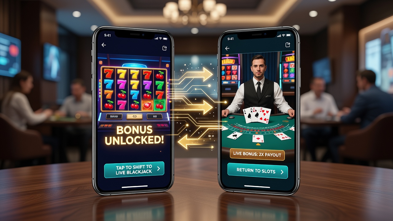 Overgang van mobiele slots naar live dealer tafels via bonus triggers