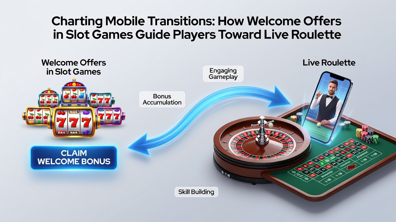 Grafiek die de overgang van mobiele slots naar live roulette en blackjack illustreert
