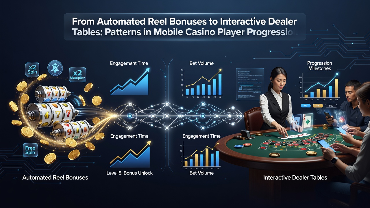Interactieve live dealer tafel in een mobiele casino app met spelers die roulette en blackjack spelen