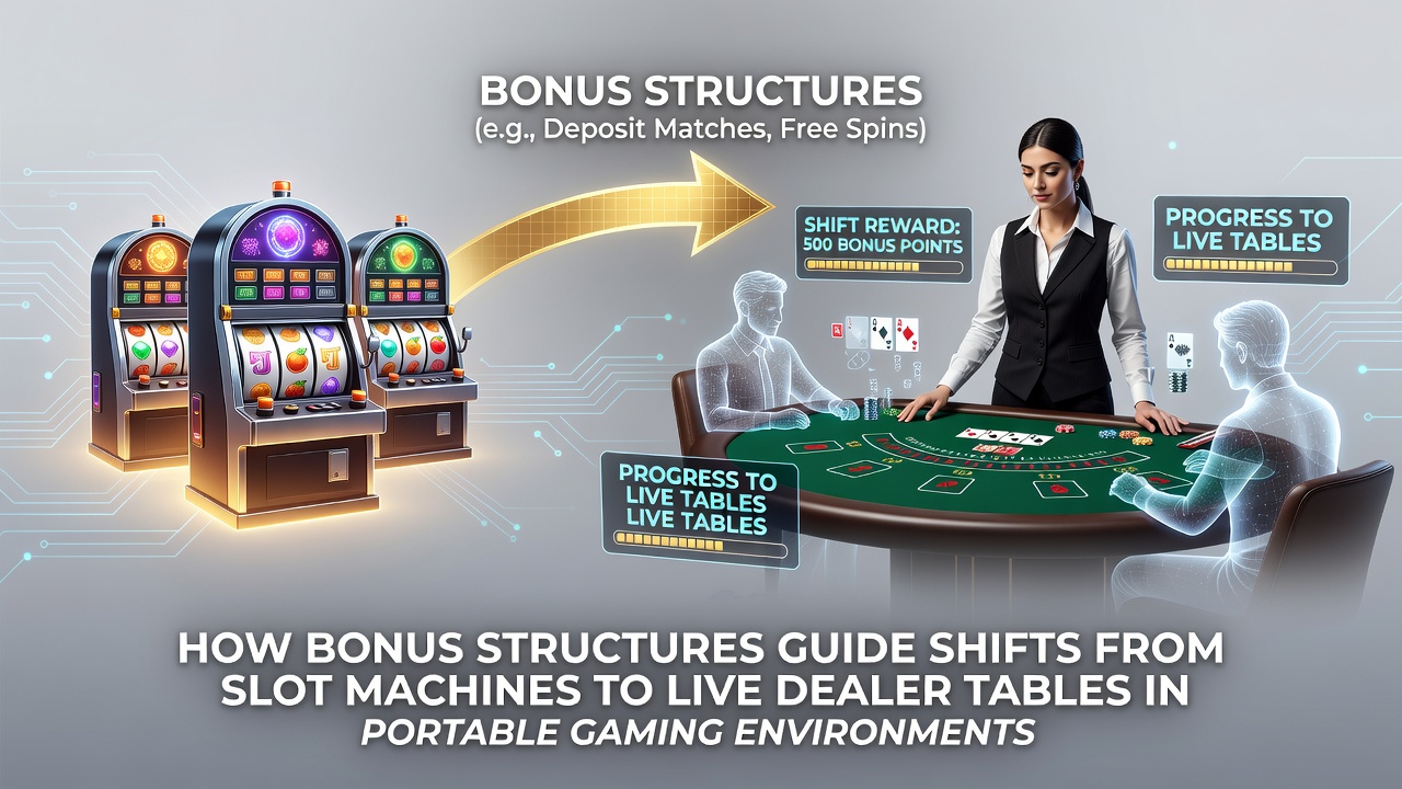 Mobiele spelers die overstappen van slots naar live dealer games via bonusstructuren