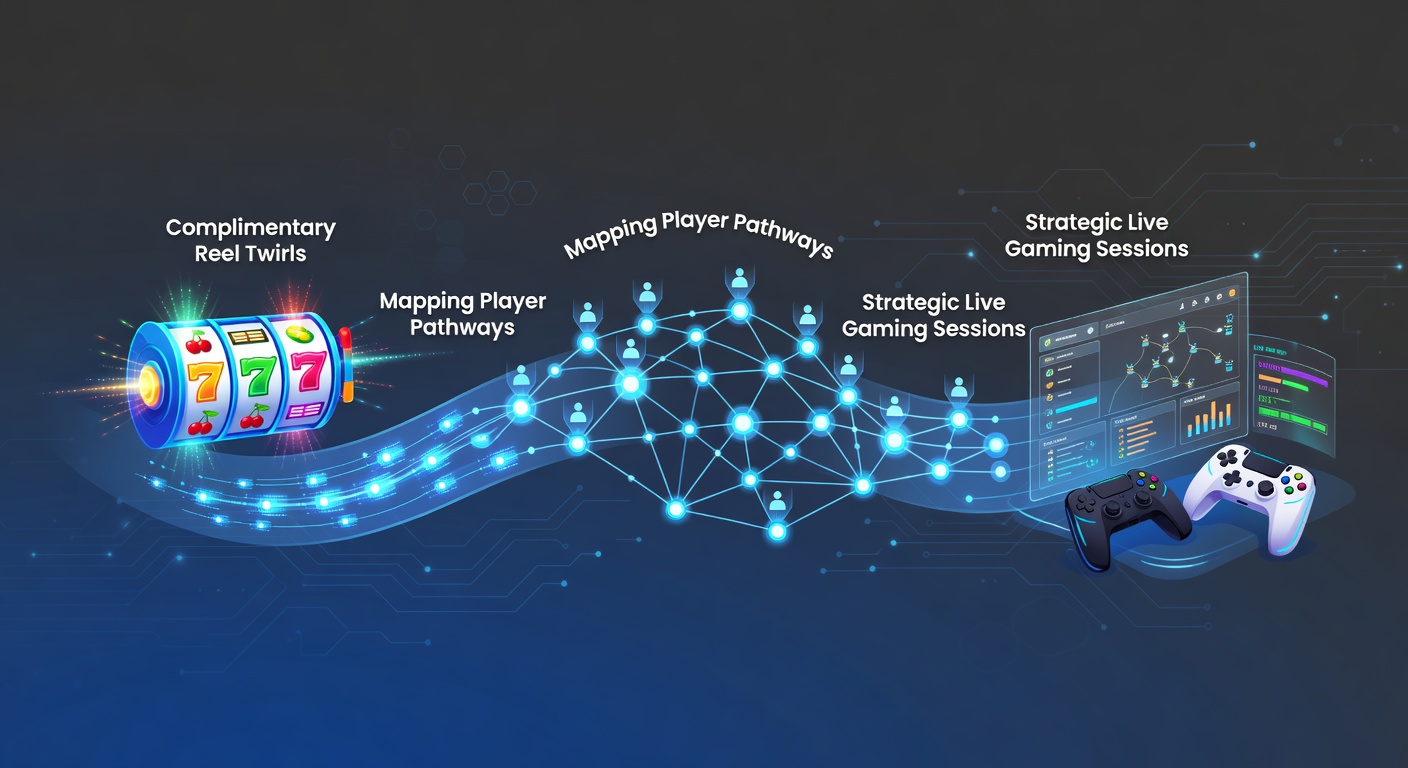 Illustratie van mobiele spelerstrajecten van gratis slotspins naar live dealer games op smartphones