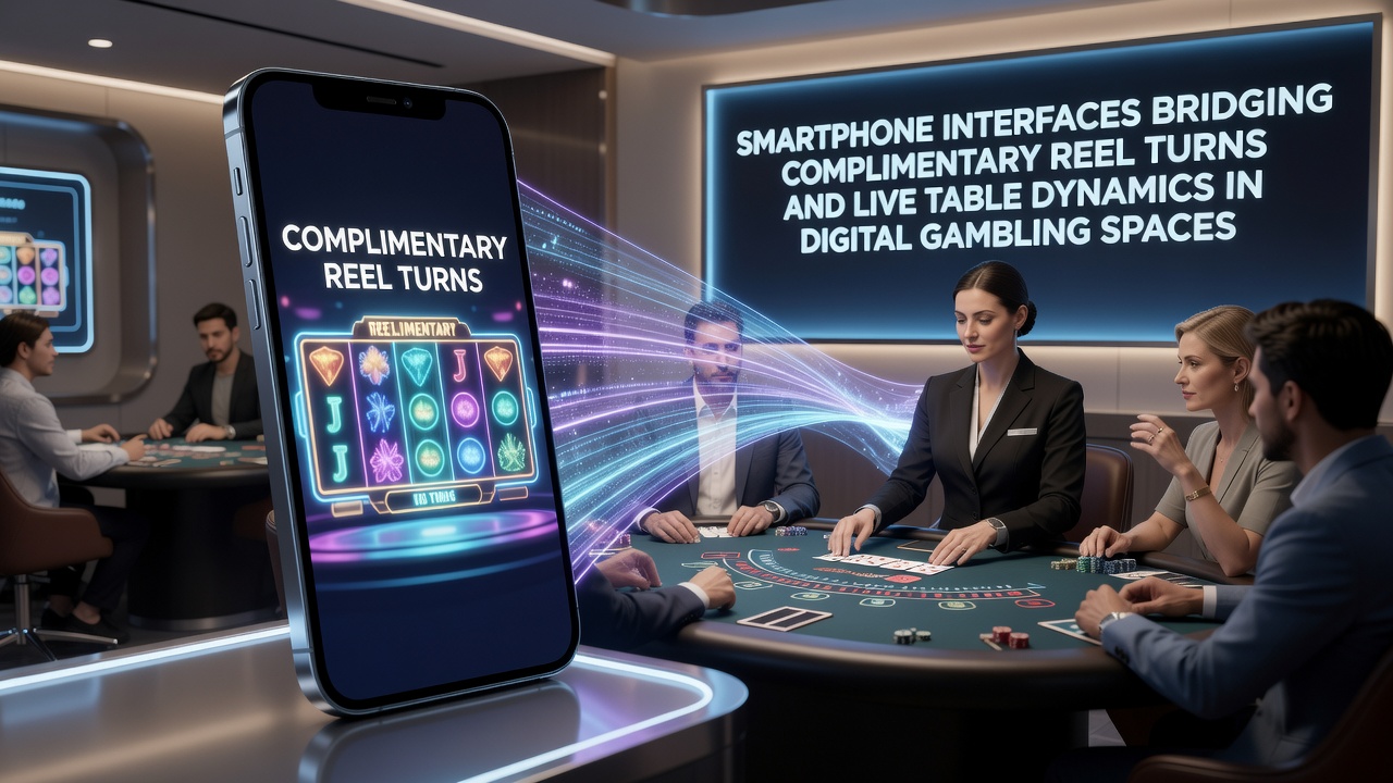 Smartphone scherm met naadloze overgang van slot spins naar live dealer tafels in een digitale gokapp