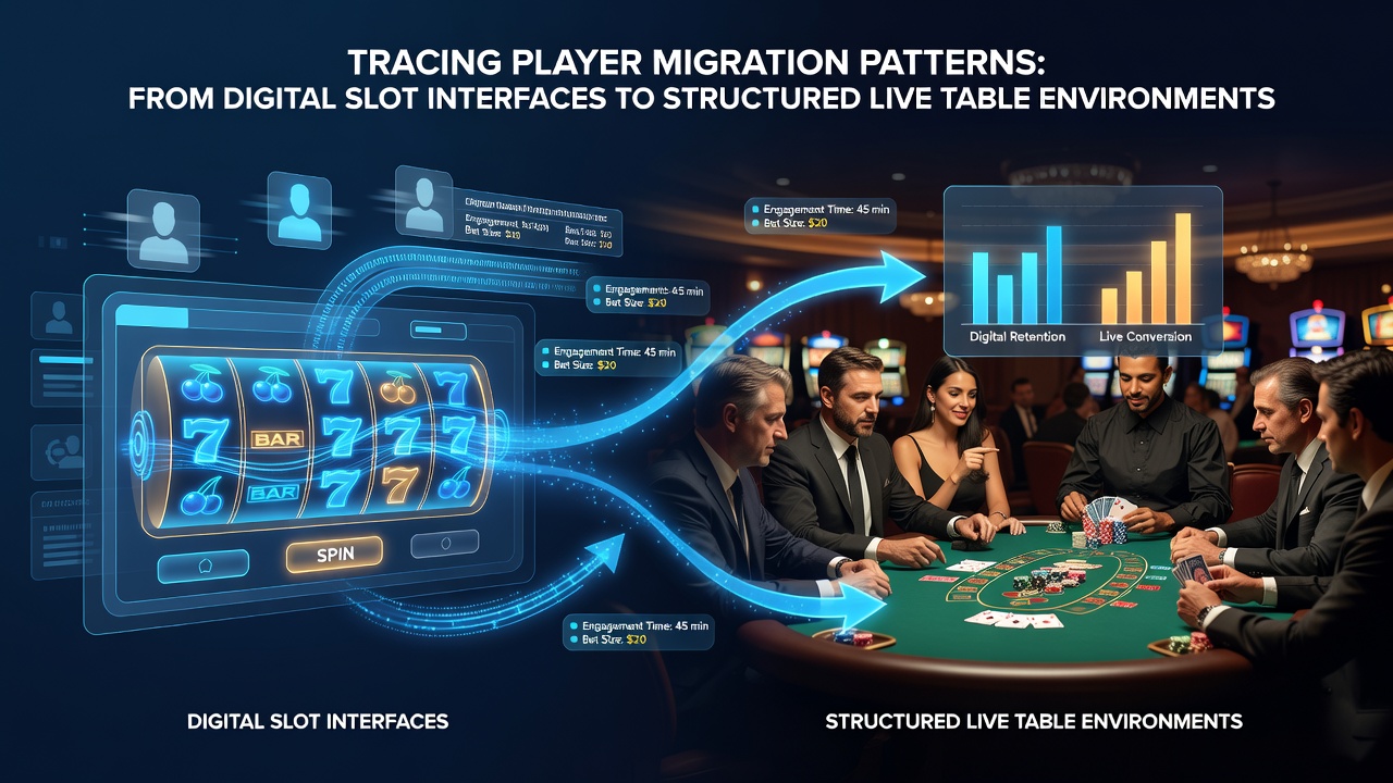 Diagram van incentive ladders die spelers van slots naar live tafels leiden in mobiele apps